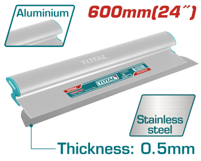 Gletieră TOTAL 600 mm din inox pentru finisare glet pe pereți și tavane