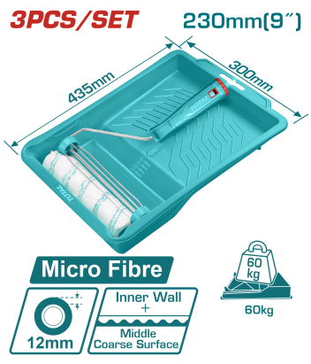Set trafalet cu tava vopsea TOTAL 230 mm, rola microfibra 12 mm