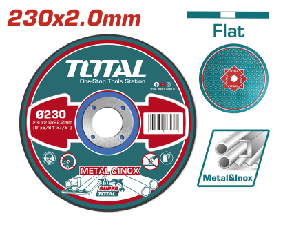 Disc de debitare metale si inox TOTAL 230 mm, 2 mm, pentru polizor unghiular