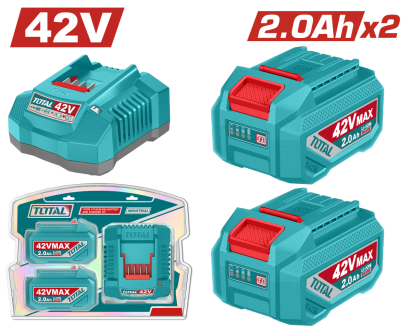 Kit TOTAL 42V P42M cu 2 baterii Li-Ion 2.0Ah și încărcător 2A