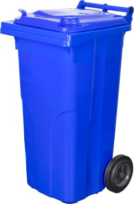 Pubelă Europlast 120 L din HDPE, albastră, cu roți, pentru deșeuri