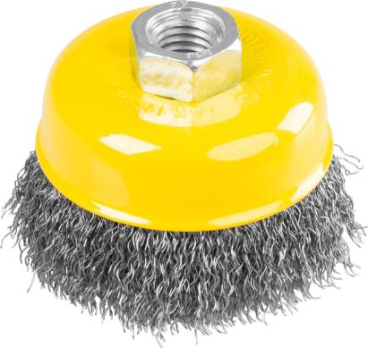 Perie cupă cu sârmă ondulată Strend Pro 75 mm, M14x2, oțel 0,3 mm