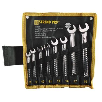 Set chei combinate Strend Pro, 8 piese, Cr-V, 8–19 mm, cu husa