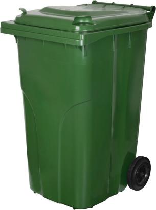 Pubelă Europlast 240L verde din plastic rezistent, cu capac și roți