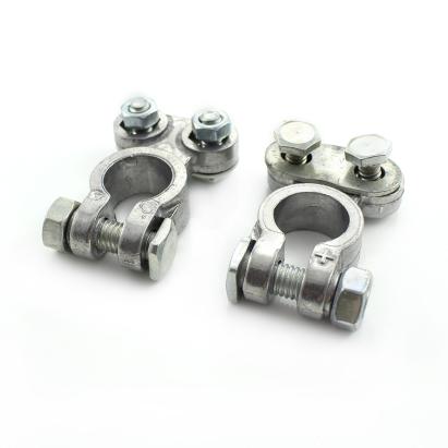 Set borne baterie auto Carguard din aluminiu, plus/minus, contact ferm