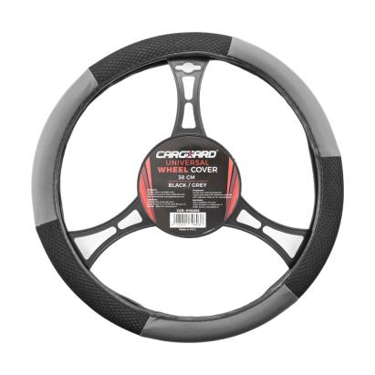 Husă volan auto universală 38 cm negru/gri Carguard, piele eco + textil