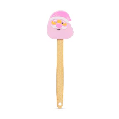 Spatulă din silicon cu Moș Crăciun, mâner din lemn, 29 x 7,6 cm