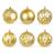 Set 6 globuri aurii pentru brad, 6 forme elegante, Ø73 mm