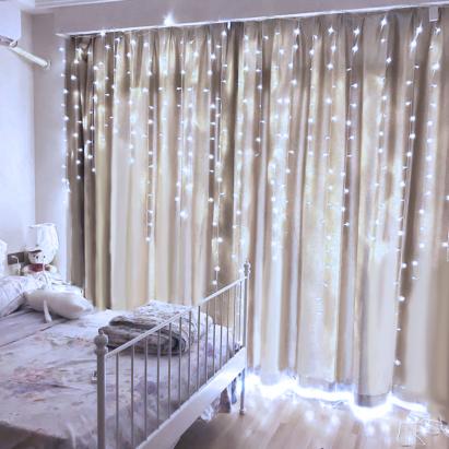 Perdea luminoasă cu 100 LED-uri albe, IP44, 2,2 m, 8 programe