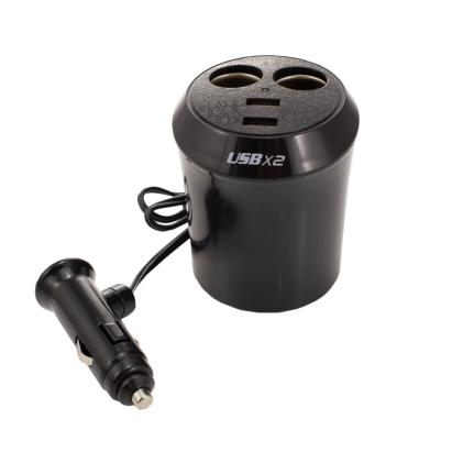 Încărcător auto multifuncțional Carguard cu 2 USB și 2 prize brichetă