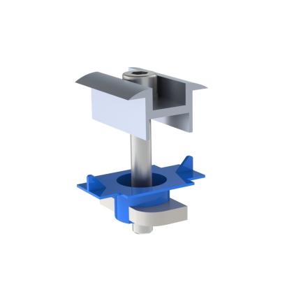 Clemă dublă 35 mm tip P pentru montaj panou fotovoltaic, aluminiu + inox