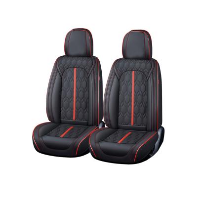 Set huse auto Carguard Deluxe 5 locuri, piele ecologică perforată negru-roșu