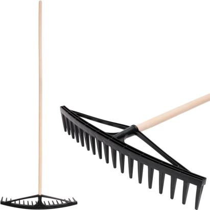 Grebla pentru frunze si iarba Longbow, 18 dinti, cu coada din lemn