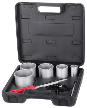 Set carote diamantate pentru doze/prize cu adaptor HT01-6008, 33–83 mm