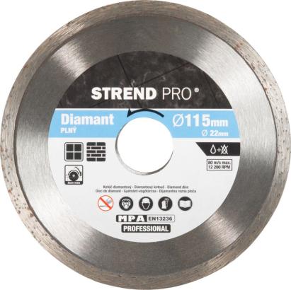 Disc diamantat plin Strend Pro 115 mm pentru ceramică, piatră și beton
