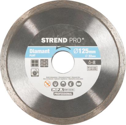Disc diamantat plin Strend Pro 125 mm pentru tăiere gresie, faianță și piatră
