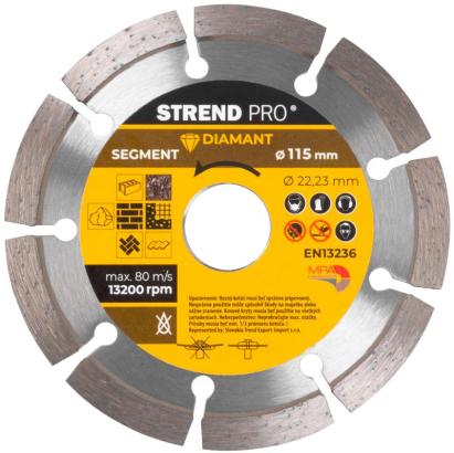 Disc diamantat segmentat Strend Pro 521A 115 mm pentru tăiere uscată