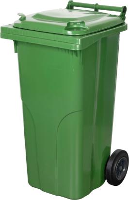 Pubelă Europlast 120L din HDPE, verde, cu roți pentru colectarea deșeurilor