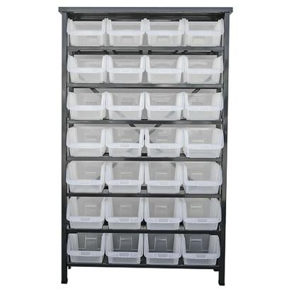 Stativ metalic cu 28 cutii din plastic HL3205, 94x30x150 cm