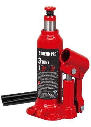 Cric hidraulic tip butelie Strend Pro 3 t, 188–363 mm, cu valiză