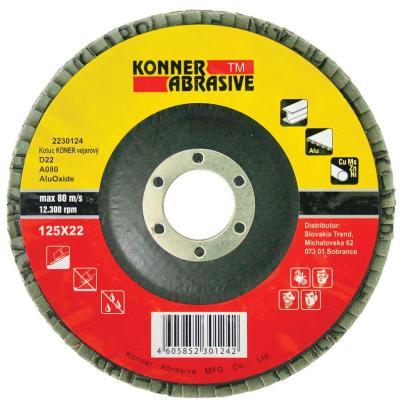 Disc lamelar KONNER 115x22 mm A60 din AluOxide pentru metal si lemn