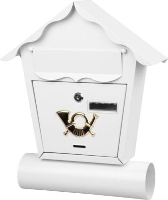 Cutie poștală Nestor albă din metal cu tub pentru ziare, 37x10x44 cm