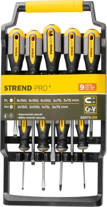 Set șurubelnițe Strend Pro SDX72-209, 9 piese, plată și Phillips, Cr-V
