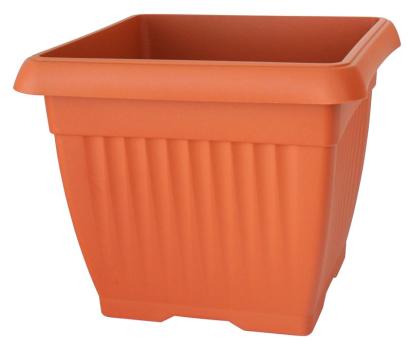 Ghiveci pătrat Terra 7 L, PVC, aspect teracotă, 24 x 24 x 20 cm
