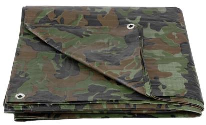 Prelată camuflaj khaki 4x5 m, 80 g/m², impermeabilă, cu ocheți