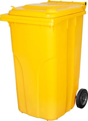 Pubelă Europlast 240 L din plastic HDPE, galbenă, cu roți și capac
