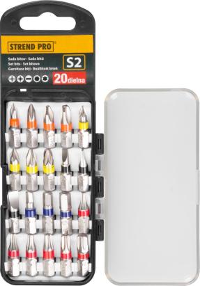 Set biți pentru șurubelniță Strend Pro S2, 20 piese, 25 mm, în cutie