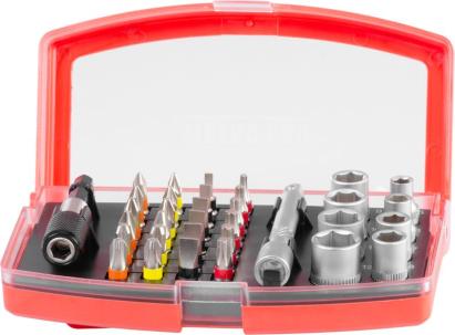 Set biți și tubulare Strend Pro, 34 piese, 25 mm, S2/CrV, cu suport