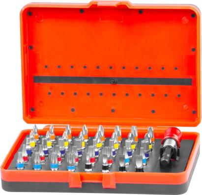 Set biți Strend Pro S2, 41 piese, 25 mm, cu adaptor magnetic și suport