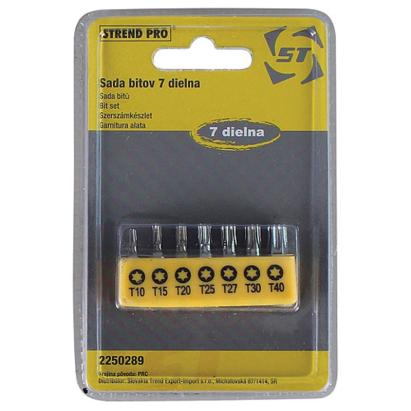 Set biți Torx Strend Pro YF40518, 7 piese S2 (T10–T25, TH4–TH6)