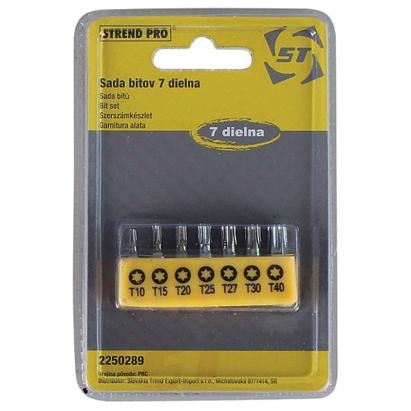 Set biți Torx Strend Pro YF40519, 7 piese din oțel S2, T10–T40