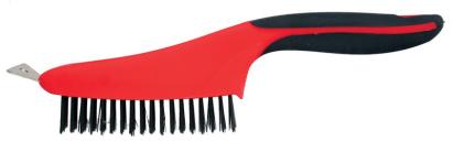 Perie de sârmă Strend Pro ComfortGrip, 3 rânduri, cu racletă, 355 mm