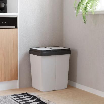 Coș de gunoi dublu, alb, 2x25 L GartenMobel Dekor