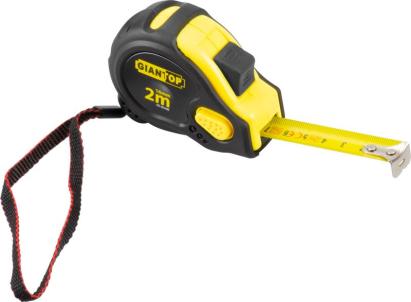 Ruletă cu auto-retragere GIANTOP 2 m, 16 mm, carcasă cauciucată cu frână