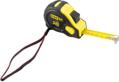 Ruletă GIANTOP cu frână, 3 m x 16 mm, carcasă cauciucată