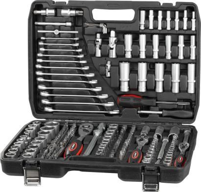 Trusă de scule Strend Pro S221, 215 piese, în valiză, 1/2 + 1/4 + 3/8