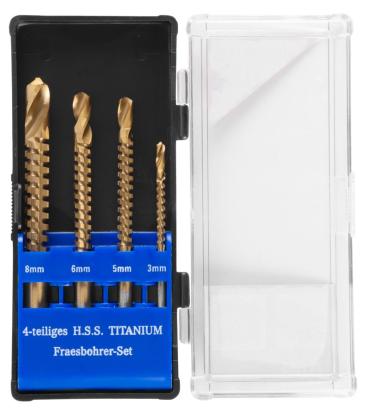 Set burghie frezoare pentru metal Strend Pro RS003, HSS Titanium, 4 piese 3–8 mm
