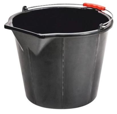 Găleată de construcții ReCycled Strong 15 L, cu cioc, plastic extra rezistent, neagră