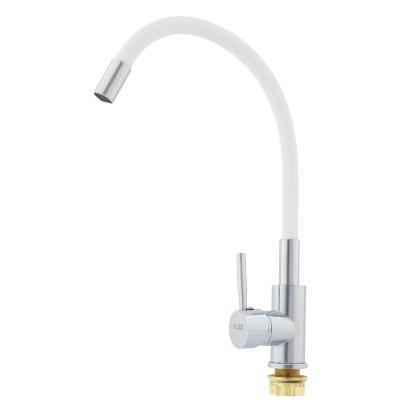 Baterie de bucătărie Fleko FZXI-CW451 albă cu pipă flexibilă și monocomandă