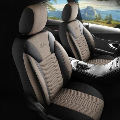 Set Huse Scaune Auto Panda Paris, negru bej, 11 piese Automobile ProTravel