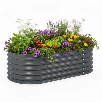 Strat inaltat gradina 160x80x45 cm, otel galvanizat rezistent la coroziune, jardiniera metalica pentru legume si flori MultiMark GlobalProd