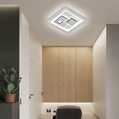 Lustră LED Keren 33W pătrată, 3 temperaturi 3000K/4000K/6000K, alb mat