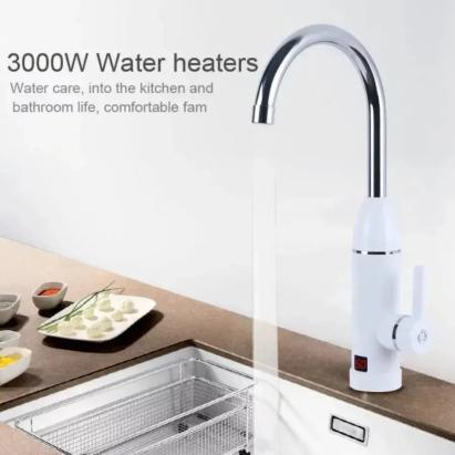 Robinet electric instant pentru apă caldă la chiuvetă, cu afișaj LCD, alb lucios LZ-501X