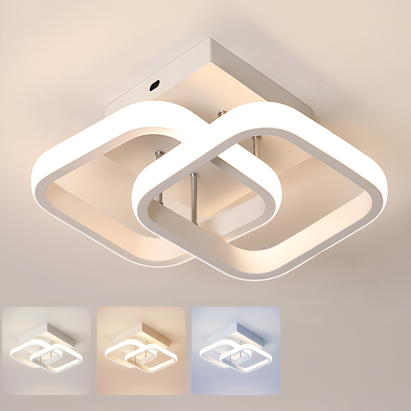 Lustra LED VERTEX Matrix, Romburi Suprapuse, Rame Metalice, 11W, 2 Romburi, Lumina Rece/Calda/Neutra 3000K/4000K/6000K, Alb