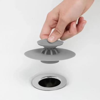 Dop pentru chiuvetă din cauciuc, gri, pentru baie și bucătărie, Korman Technik