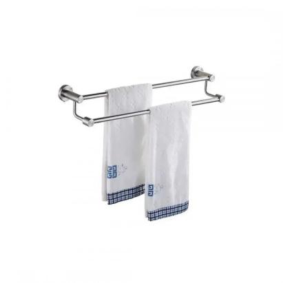 Suport dublu pentru prosoape din inox 60 cm, crom lucios, montaj pe perete